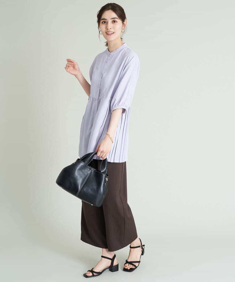 K2BHS59049 a.v.v(アー・ヴェ・ヴェ) イカムネサイドプリーツブラウス ブラック