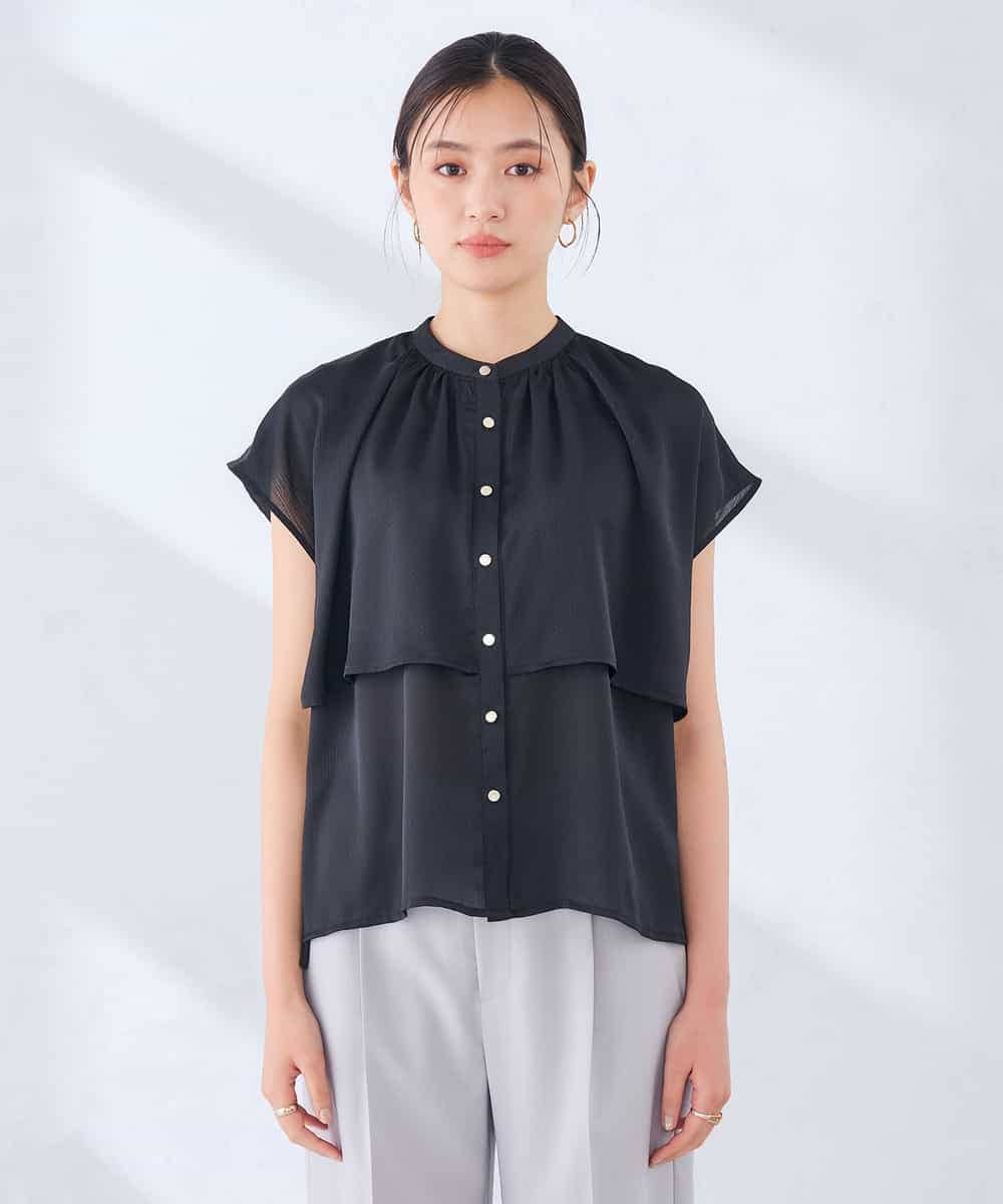 K2BID58049 a.v.v(アー・ヴェ・ヴェ) シアードビードットレイヤード風ブラウス グリーン