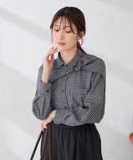 K2BKD08059 a.v.v(アー・ヴェ・ヴェ) スカーフ付き チェックシャツ ブラック