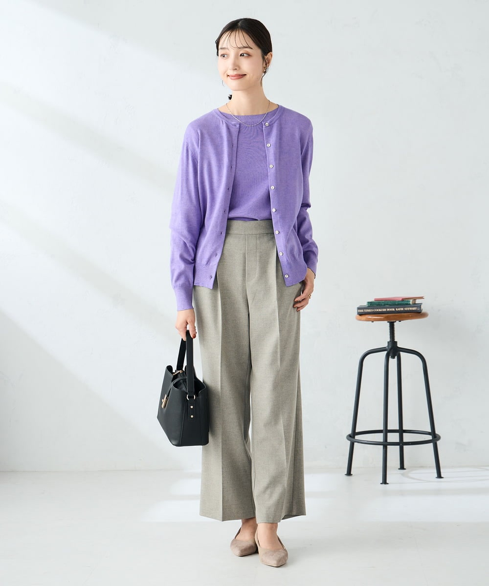 K2CAD40049 a.v.v(アー・ヴェ・ヴェ) 【洗える】クルーネック美ラクるカーディガン レッド