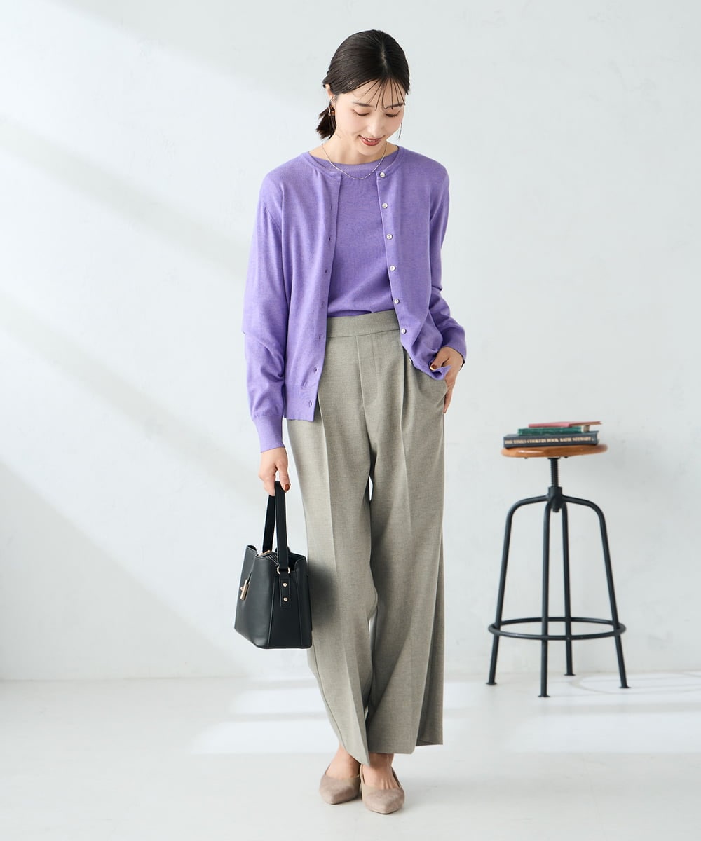 K2CAD40049 a.v.v(アー・ヴェ・ヴェ) 【洗える】クルーネック美ラクるカーディガン レッド