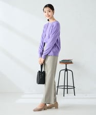 K2CAD40049 a.v.v(アー・ヴェ・ヴェ) 【洗える】クルーネック美ラクるカーディガン レッド