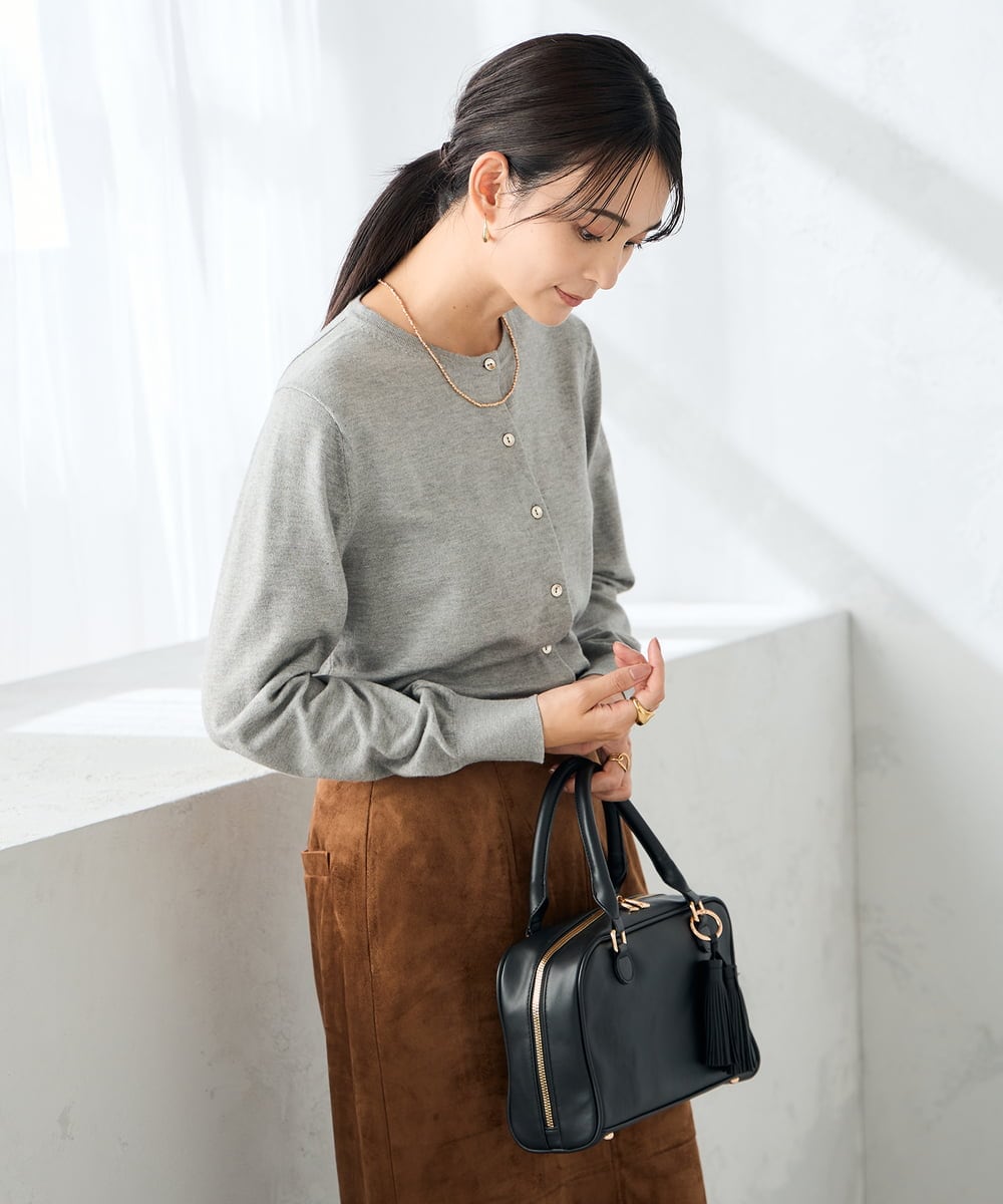 K2CAD40049 a.v.v(アー・ヴェ・ヴェ) 【洗える】クルーネック美ラクるカーディガン レッド