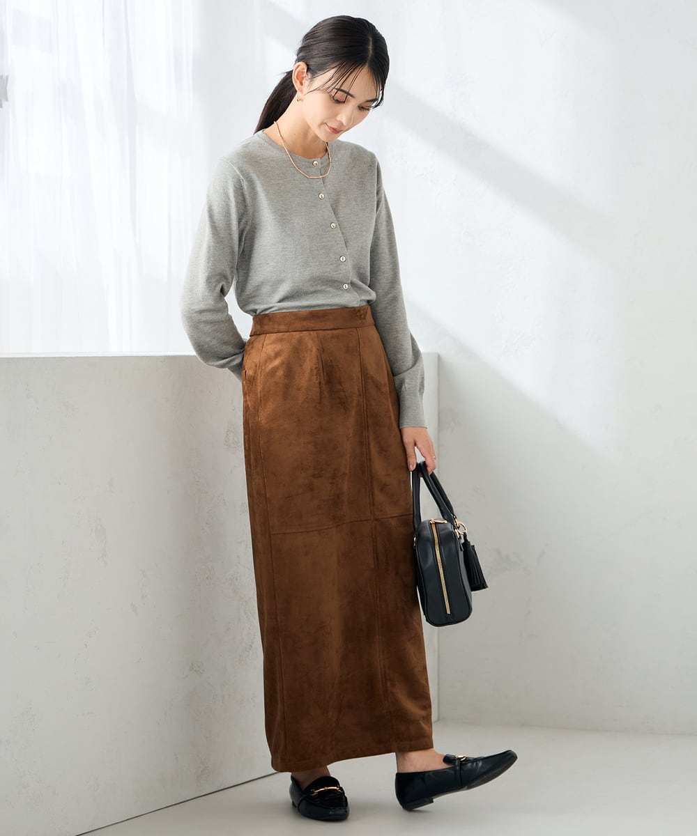 K2CAD40049 a.v.v(アー・ヴェ・ヴェ) 【洗える】クルーネック美ラクるカーディガン レッド