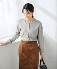 K2CAD40049 a.v.v(アー・ヴェ・ヴェ) 【洗える】クルーネック美ラクるカーディガン グレー