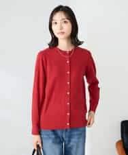 K2CAD40049 a.v.v(アー・ヴェ・ヴェ) 【洗える】クルーネック美ラクるカーディガン レッド