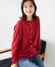 K2CAD40049 a.v.v(アー・ヴェ・ヴェ) 【洗える】クルーネック美ラクるカーディガン レッド