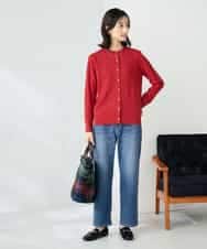 K2CAD40049 a.v.v(アー・ヴェ・ヴェ) 【洗える】クルーネック美ラクるカーディガン レッド