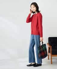 K2CAD40049 a.v.v(アー・ヴェ・ヴェ) 【洗える】クルーネック美ラクるカーディガン レッド