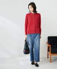 K2CAD40049 a.v.v(アー・ヴェ・ヴェ) 【洗える】クルーネック美ラクるカーディガン レッド