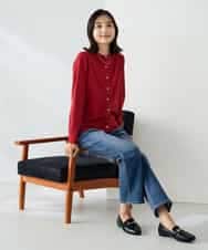 K2CAD40049 a.v.v(アー・ヴェ・ヴェ) 【洗える】クルーネック美ラクるカーディガン レッド