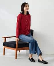 K2CAD40049 a.v.v(アー・ヴェ・ヴェ) 【洗える】クルーネック美ラクるカーディガン レッド