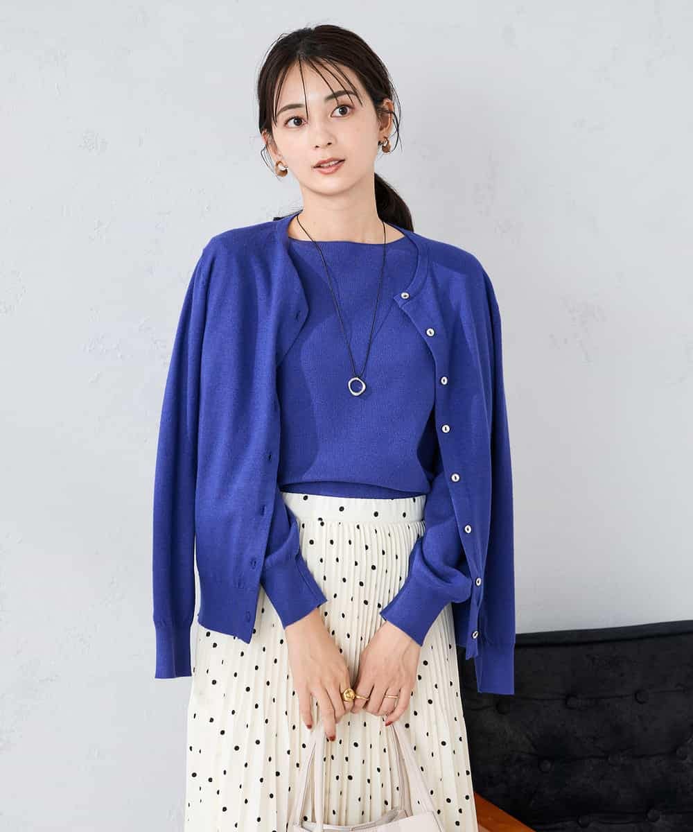 K2CAD40049 a.v.v(アー・ヴェ・ヴェ) 【洗える】クルーネック美ラクるカーディガン レッド