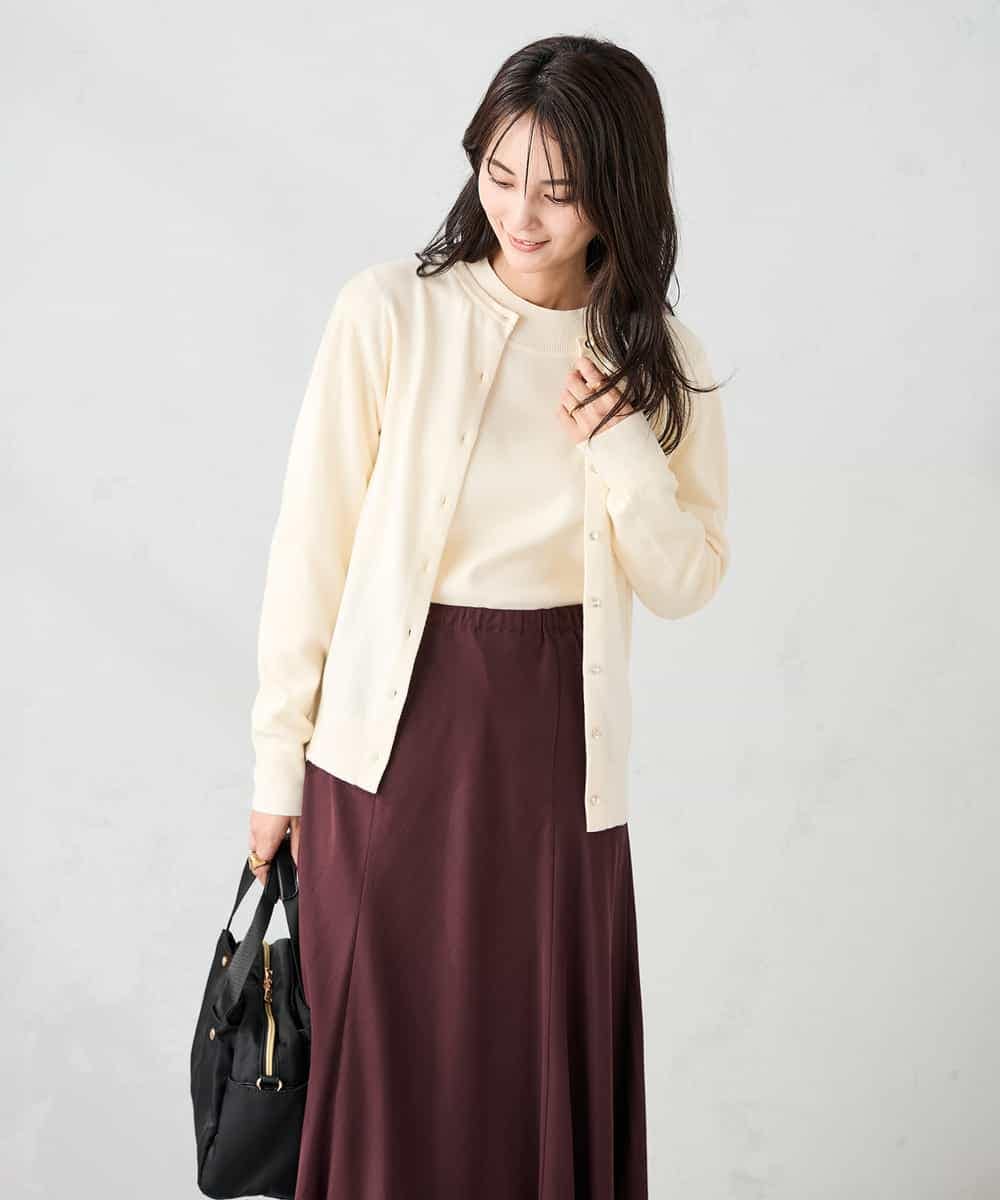 K2CAD40049 a.v.v(アー・ヴェ・ヴェ) 【洗える】クルーネック美ラクるカーディガン レッド