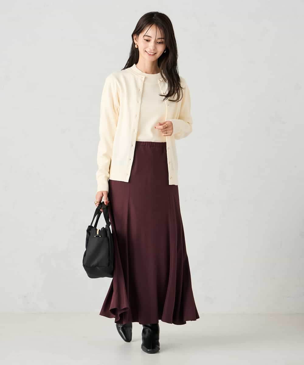 K2CAD40049 a.v.v(アー・ヴェ・ヴェ) 【洗える】クルーネック美ラクるカーディガン レッド