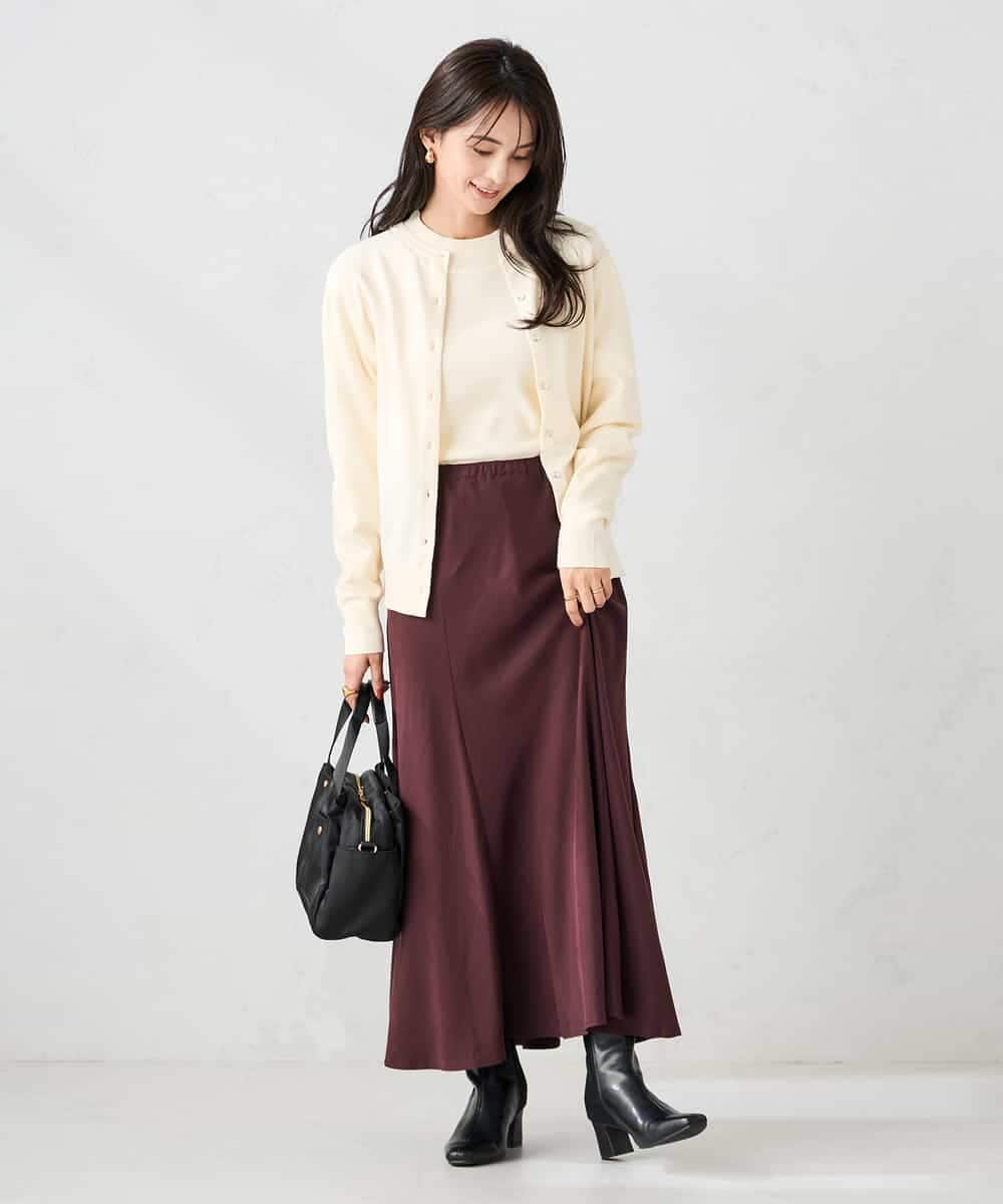 K2CAD40049 a.v.v(アー・ヴェ・ヴェ) 【洗える】クルーネック美ラクるカーディガン レッド