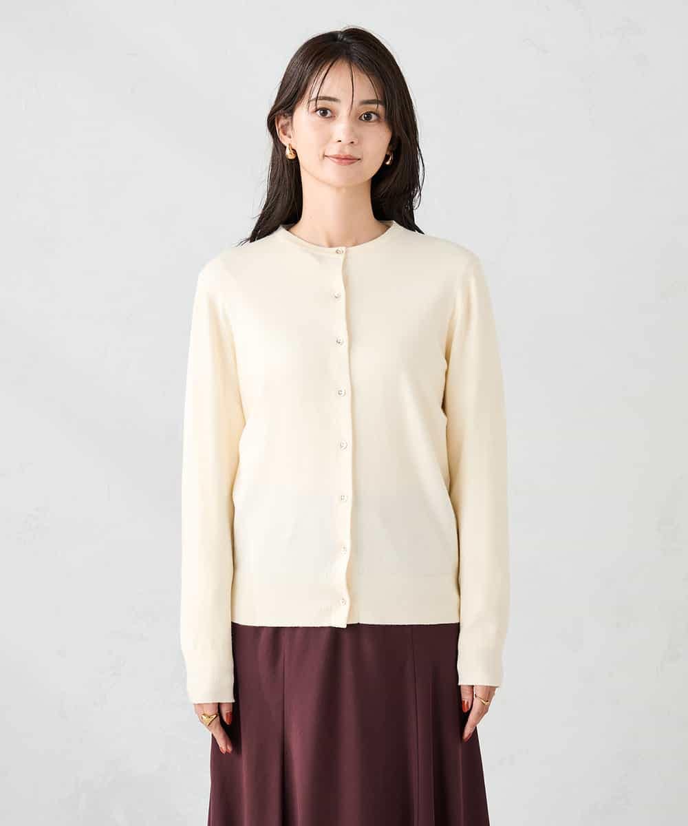 K2CAD40049 a.v.v(アー・ヴェ・ヴェ) 【洗える】クルーネック美ラクるカーディガン レッド