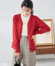 K2CAD41049 a.v.v(アー・ヴェ・ヴェ) 【洗える】Vネック美ラクるカーディガン レッド