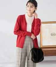 K2CAD41049 a.v.v(アー・ヴェ・ヴェ) 【洗える】Vネック美ラクるカーディガン レッド