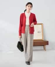 K2CAD41049 a.v.v(アー・ヴェ・ヴェ) 【洗える】Vネック美ラクるカーディガン レッド