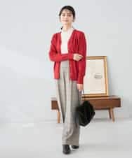 K2CAD41049 a.v.v(アー・ヴェ・ヴェ) 【洗える】Vネック美ラクるカーディガン レッド