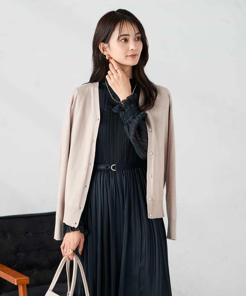 K2CAD41049 a.v.v(アー・ヴェ・ヴェ) 【洗える】Vネック美ラクるカーディガン レッド