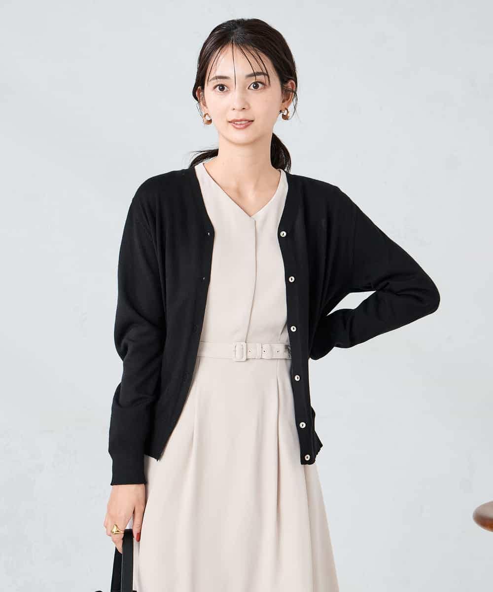 K2CAD41049 a.v.v(アー・ヴェ・ヴェ) 【洗える】Vネック美ラクるカーディガン レッド