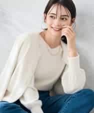 K2CAD43054 a.v.v(アー・ヴェ・ヴェ) ヘアリーラメクルーネックカーディガン ライトブルー