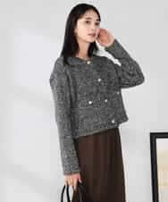 K2CBD16079 a.v.v(アー・ヴェ・ヴェ) ツイードニットジャケット ブラック