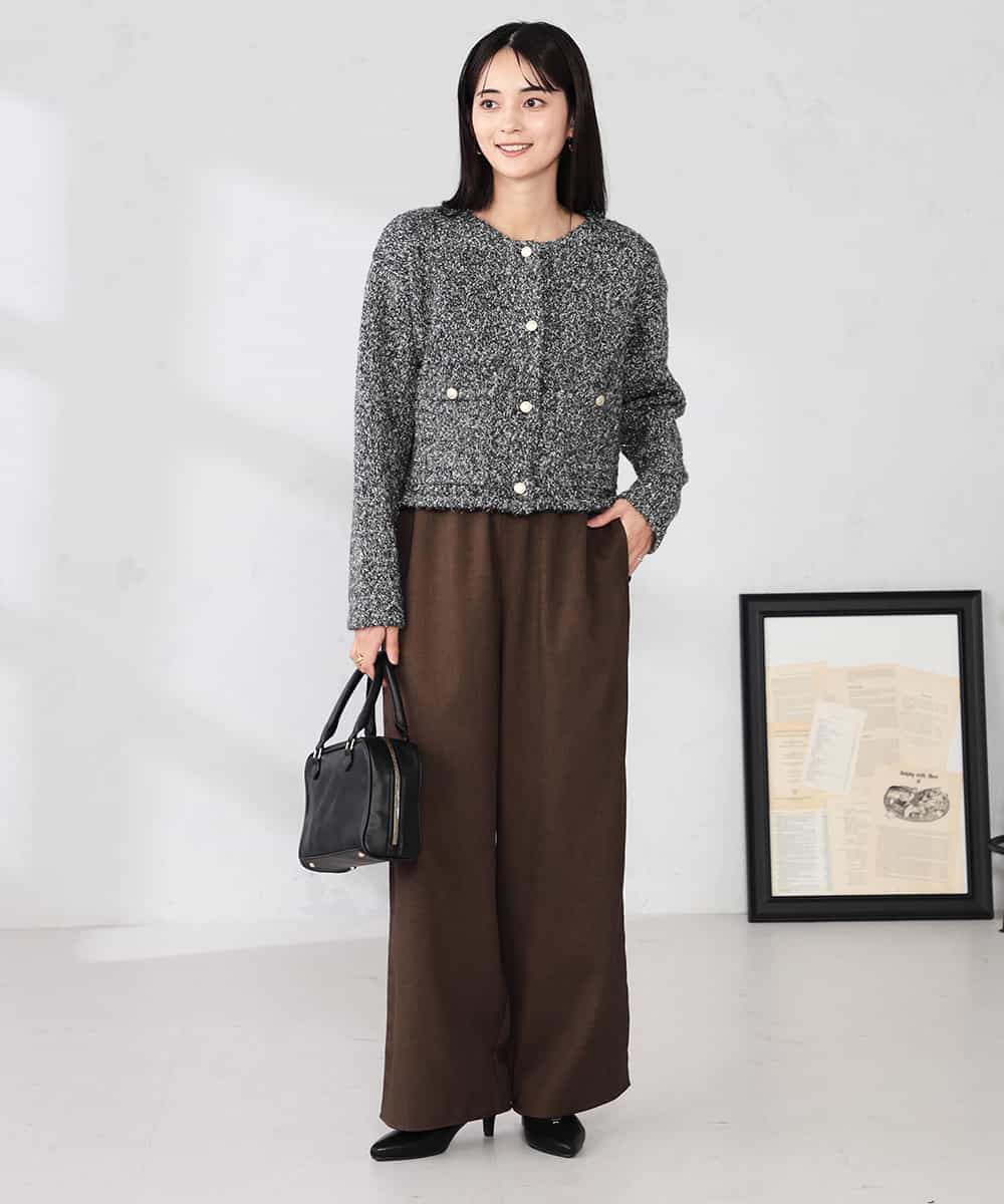 K2CBD16079 a.v.v(アー・ヴェ・ヴェ) ツイードニットジャケット ブラック