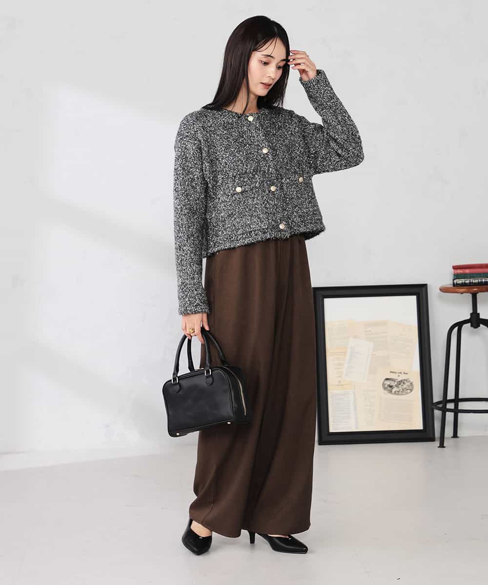 K2CBD16079 a.v.v(アー・ヴェ・ヴェ) ツイードニットジャケット ブラック