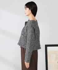 K2CBD16079 a.v.v(アー・ヴェ・ヴェ) ツイードニットジャケット ブラック