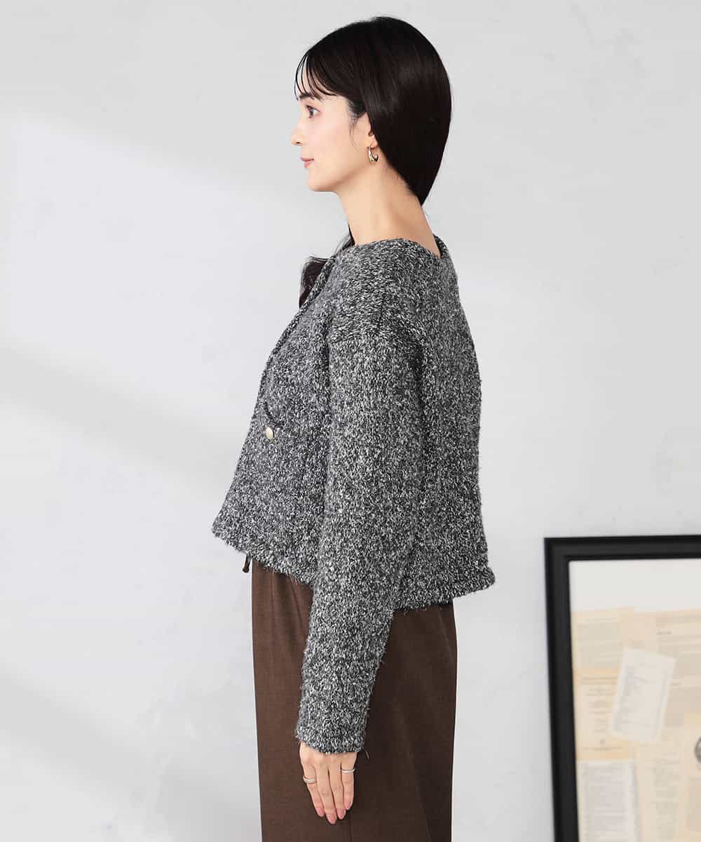 K2CBD16079 a.v.v(アー・ヴェ・ヴェ) ツイードニットジャケット ブラック