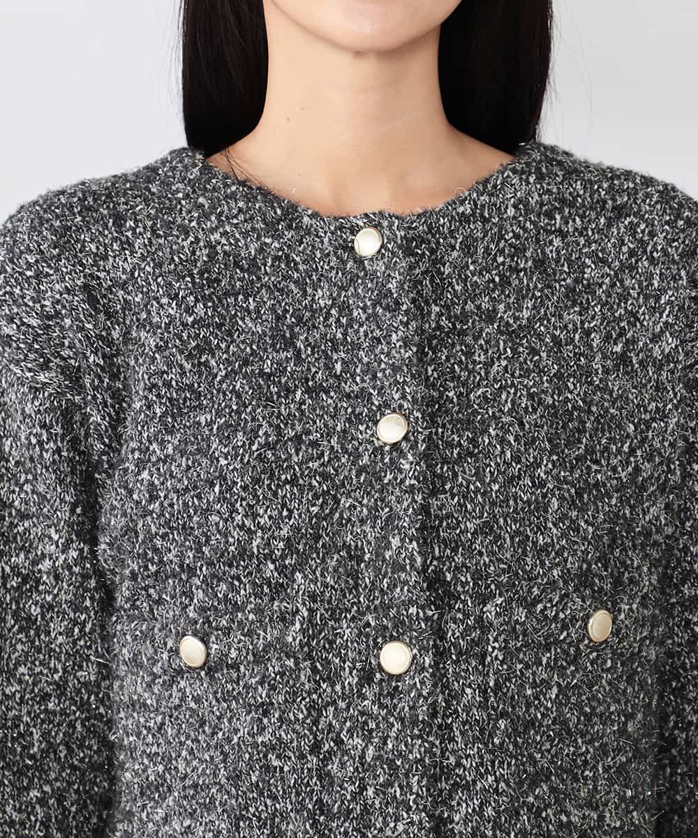 K2CBD16079 a.v.v(アー・ヴェ・ヴェ) ツイードニットジャケット ブラック