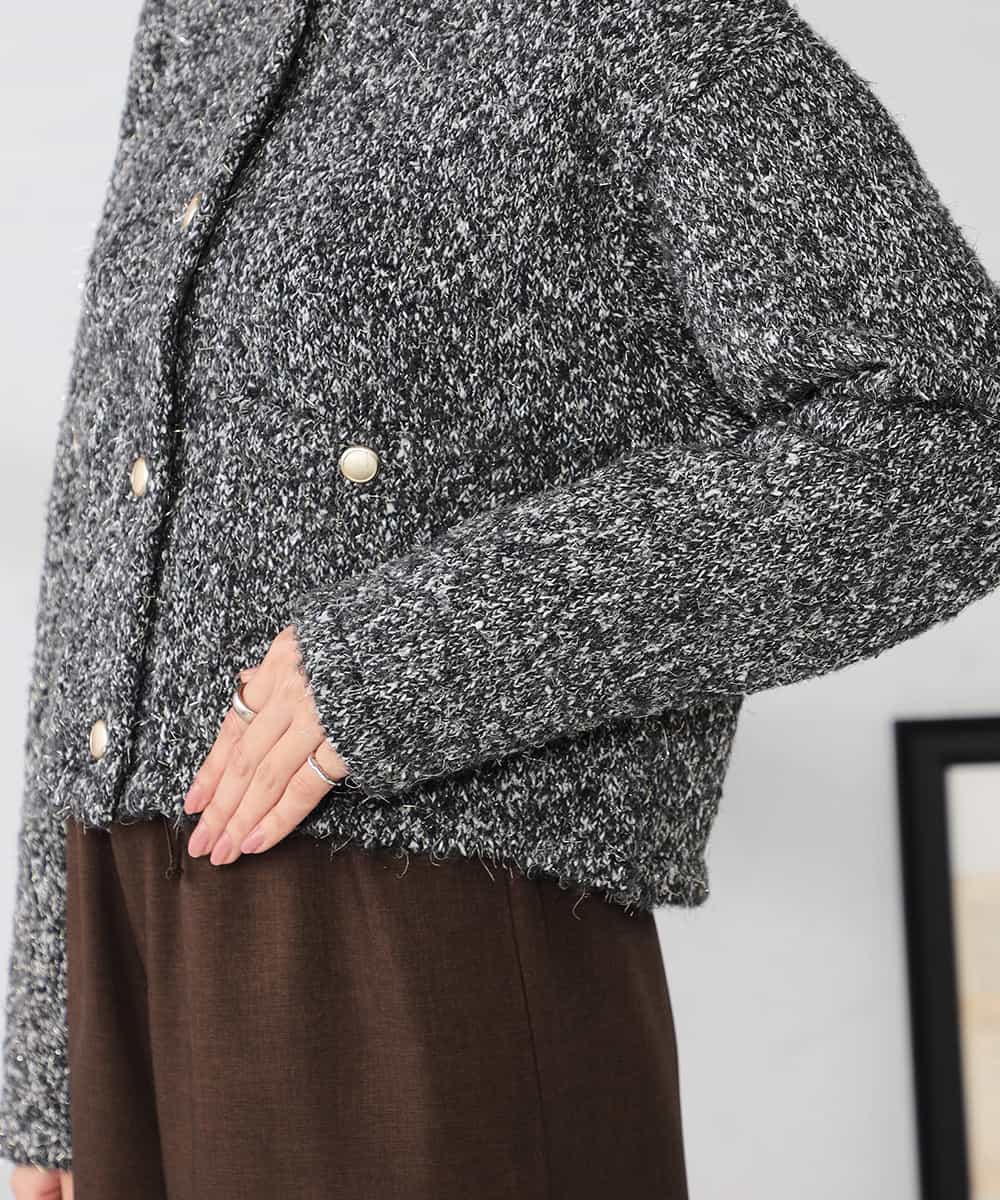 K2CBD16079 a.v.v(アー・ヴェ・ヴェ) ツイードニットジャケット ブラック