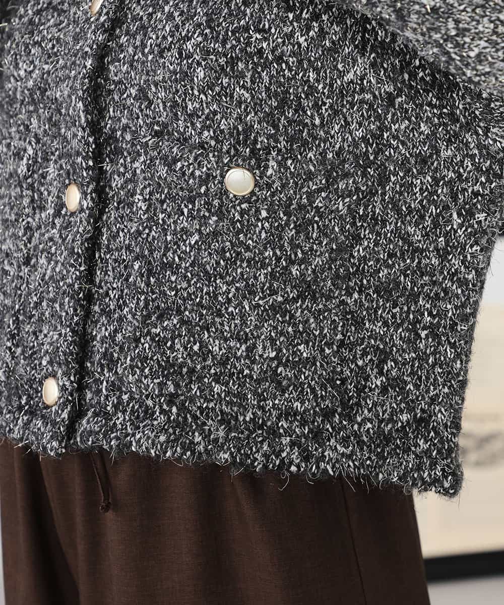 K2CBD16079 a.v.v(アー・ヴェ・ヴェ) ツイードニットジャケット ブラック