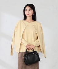 K2CBD20049 a.v.v(アー・ヴェ・ヴェ) 【2WAY】クルーネッククロップドカーディガン オレンジ