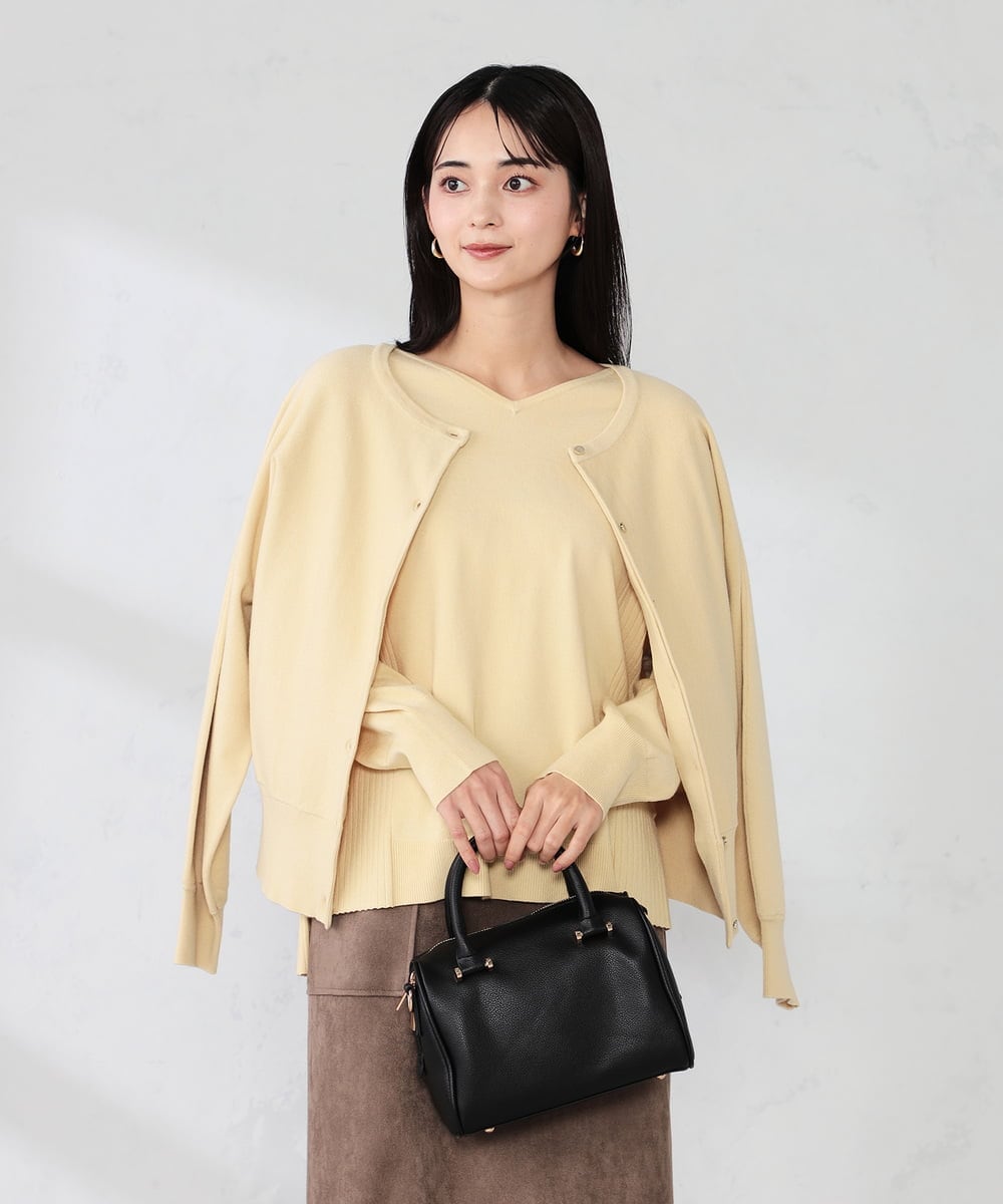 K2CBD20049 a.v.v(アー・ヴェ・ヴェ) 【2WAY】クルーネッククロップドカーディガン オレンジ