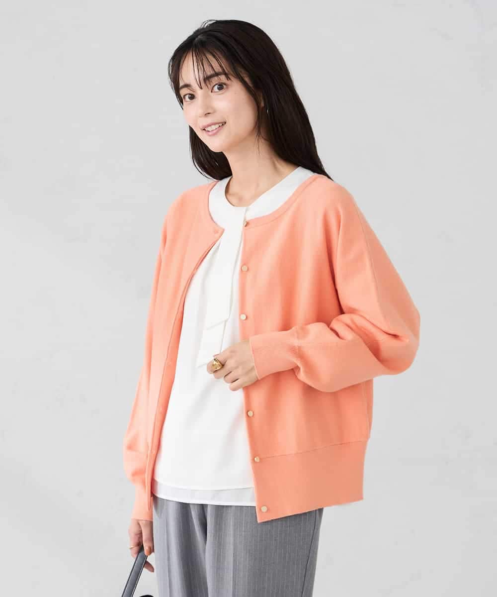 K2CBD20049 a.v.v(アー・ヴェ・ヴェ) 【2WAY】クルーネッククロップドカーディガン オレンジ