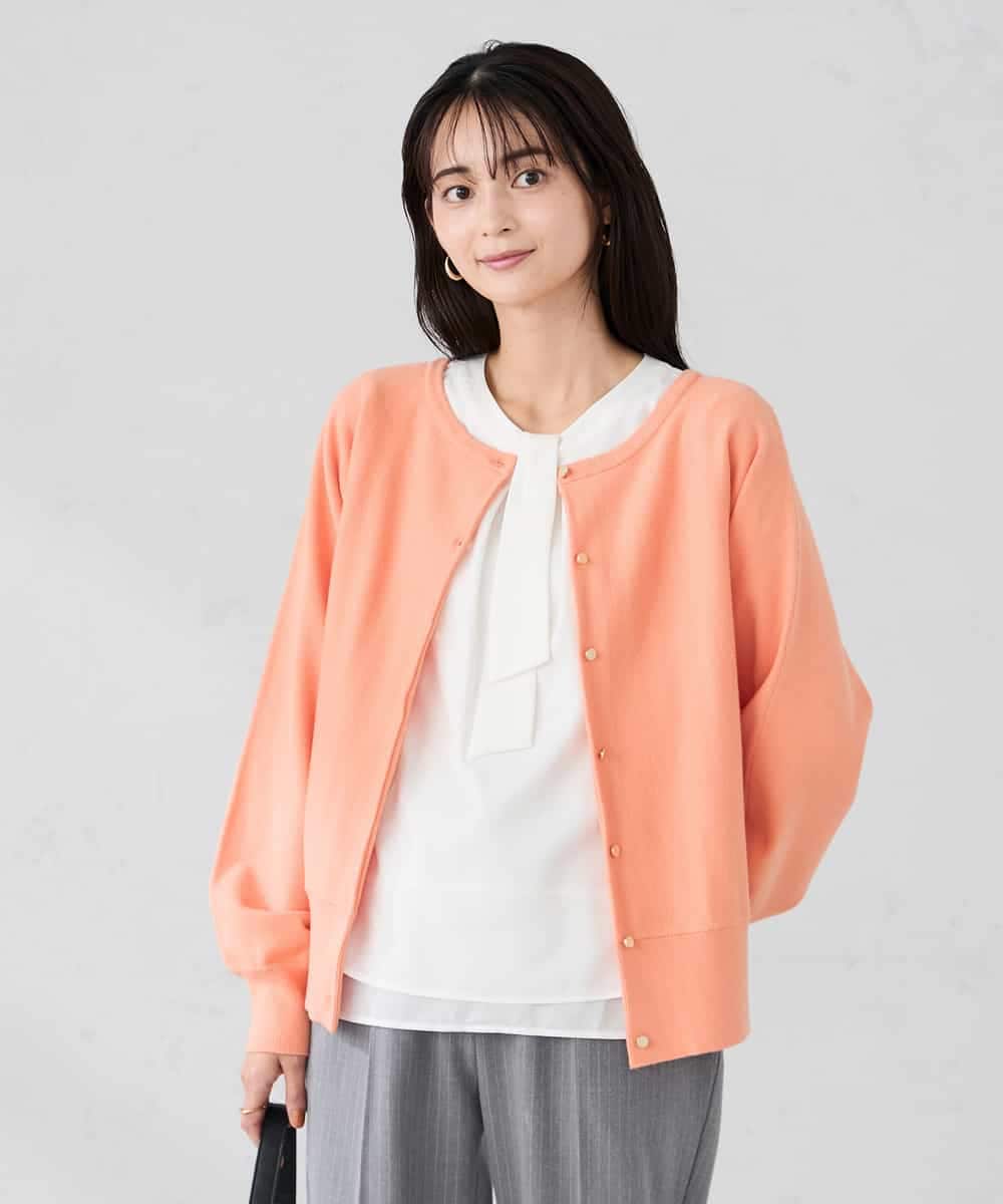 K2CBD20049 a.v.v(アー・ヴェ・ヴェ) 【2WAY】クルーネッククロップドカーディガン オレンジ