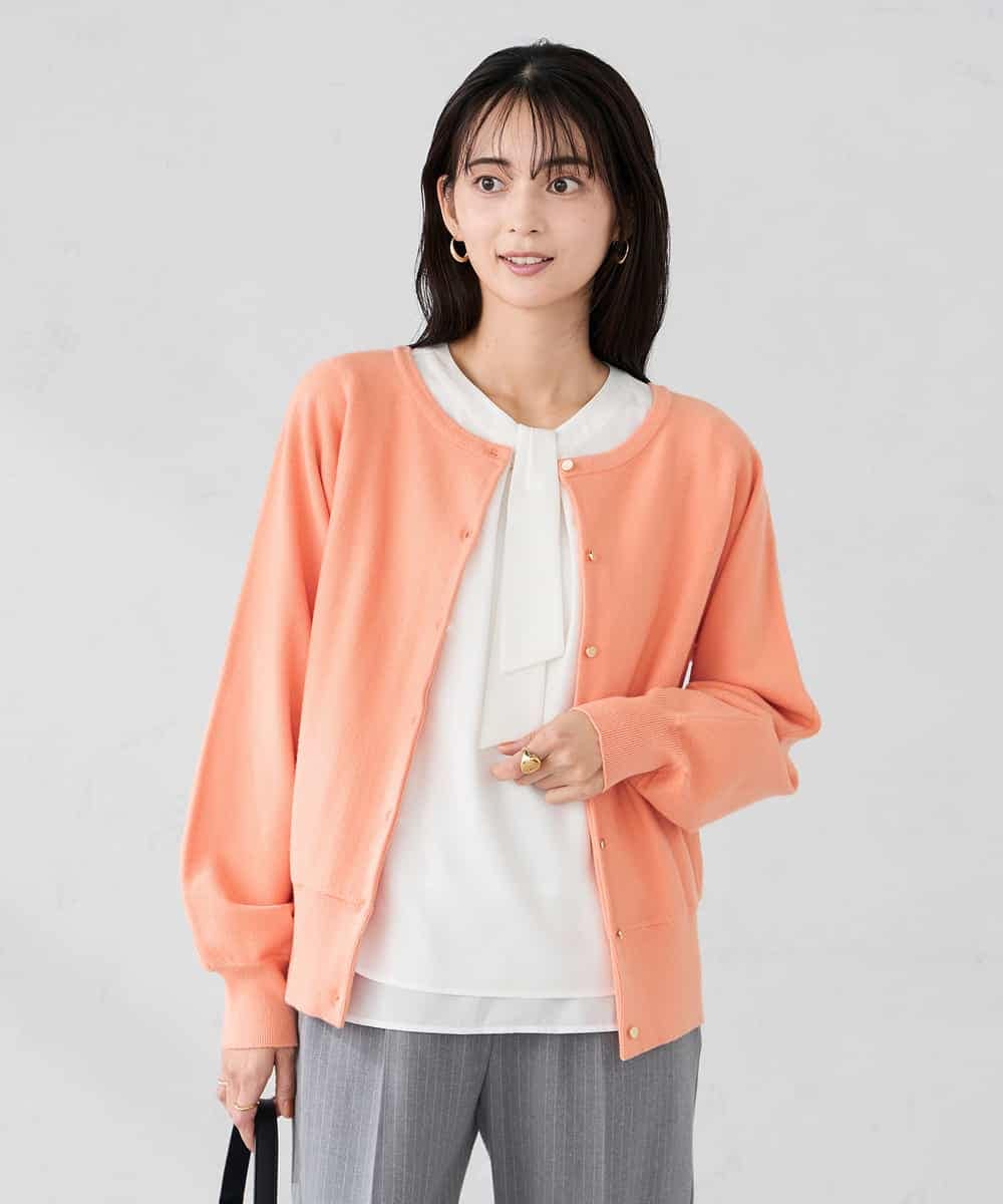 K2CBD20049 a.v.v(アー・ヴェ・ヴェ) 【2WAY】クルーネッククロップドカーディガン オレンジ