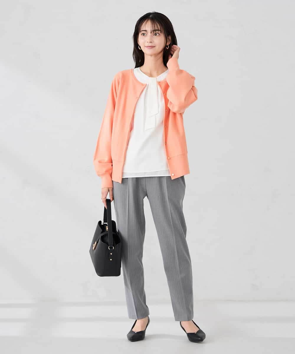 K2CBD20049 a.v.v(アー・ヴェ・ヴェ) 【2WAY】クルーネッククロップドカーディガン オレンジ