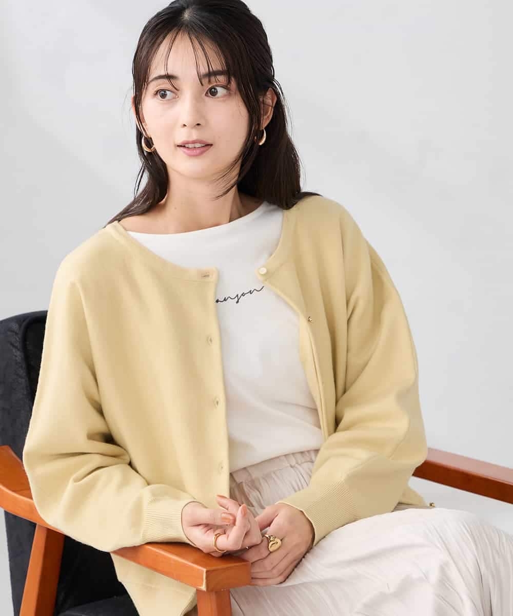 K2CBD20049 a.v.v(アー・ヴェ・ヴェ) 【2WAY】クルーネッククロップドカーディガン オレンジ