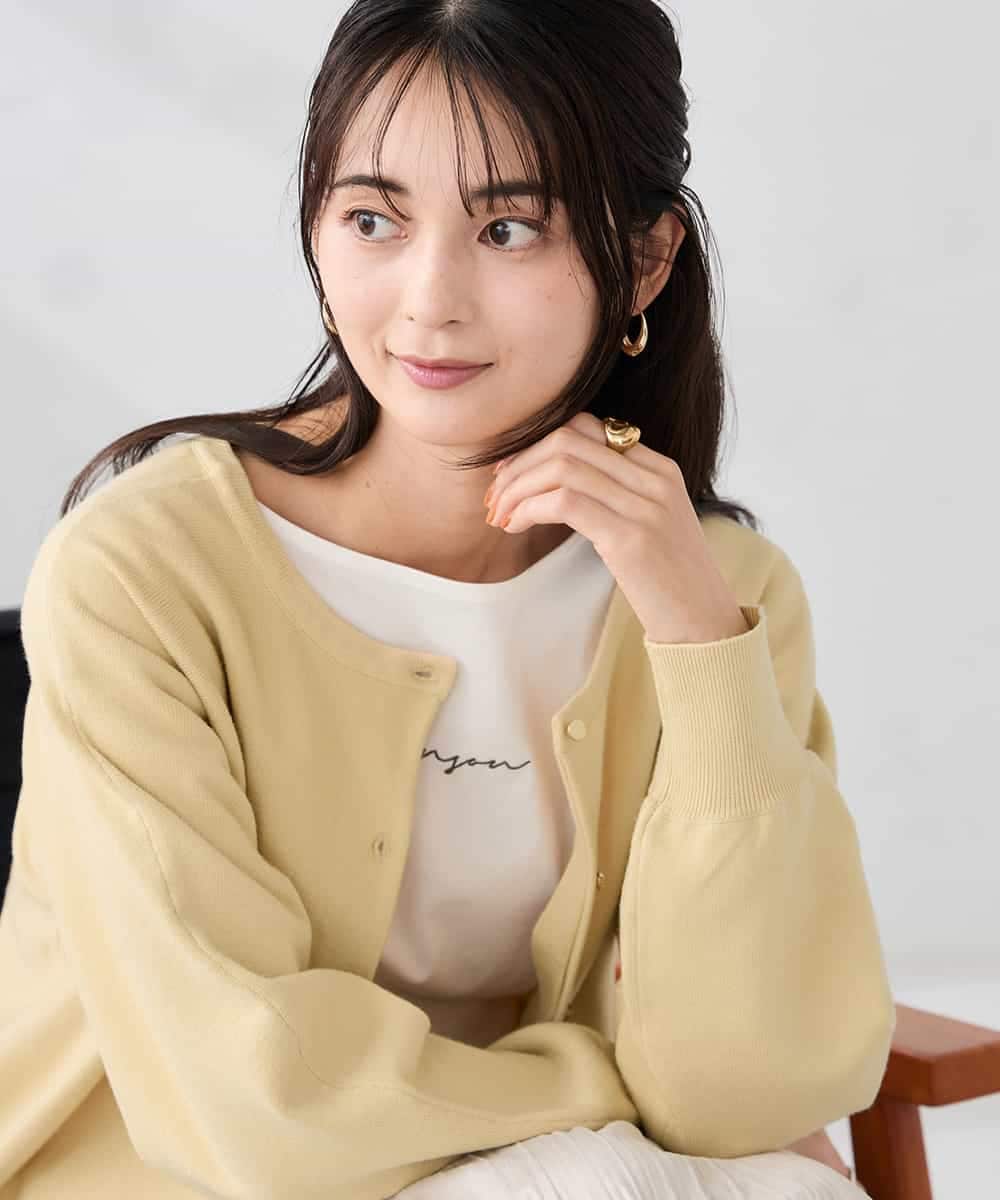 K2CBD20049 a.v.v(アー・ヴェ・ヴェ) 【2WAY】クルーネッククロップドカーディガン オレンジ