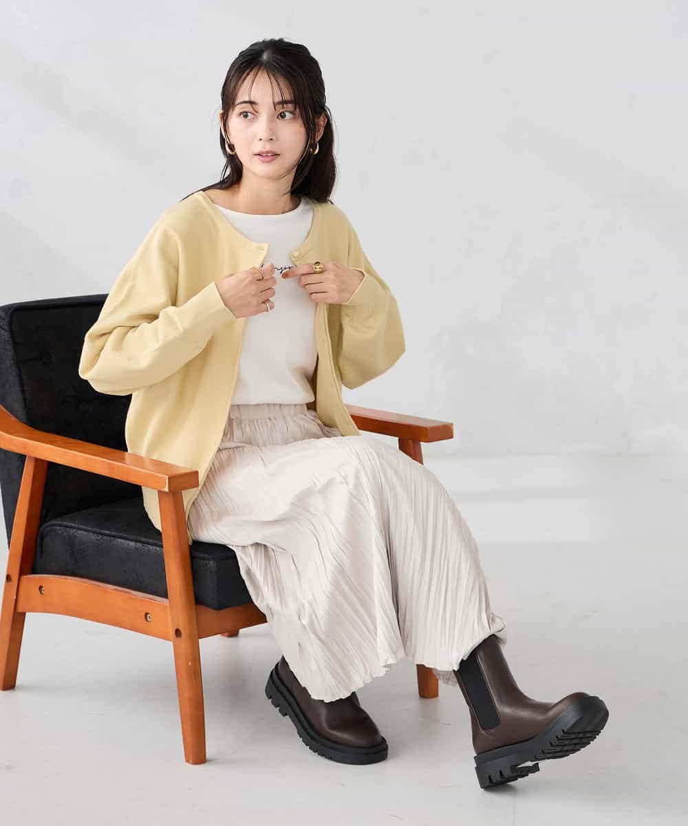 K2CBD20049 a.v.v(アー・ヴェ・ヴェ) 【2WAY】クルーネッククロップドカーディガン オレンジ