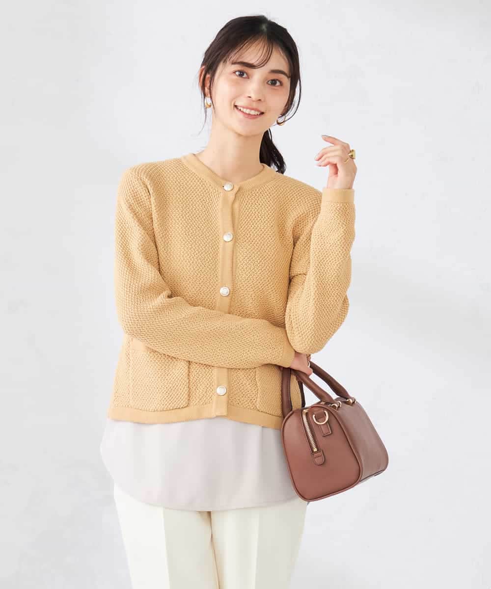 K2CED01069 a.v.v(アー・ヴェ・ヴェ) メタルボタンカノコニットジャケット ライトイエロー