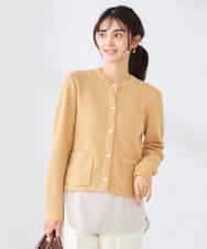 K2CED01069 a.v.v(アー・ヴェ・ヴェ) メタルボタンカノコニットジャケット ライトイエロー