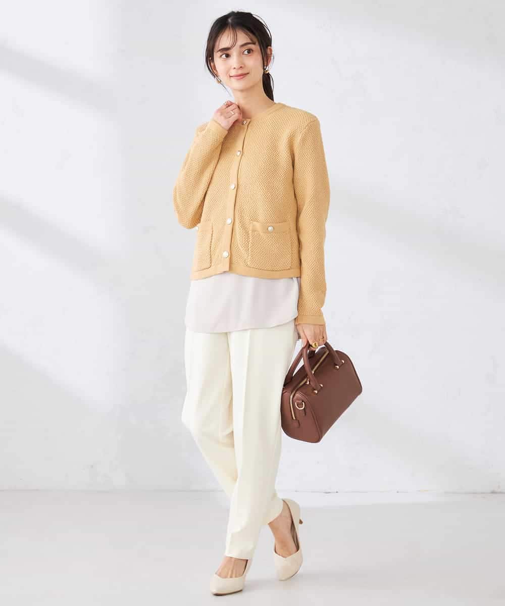 K2CED01069 a.v.v(アー・ヴェ・ヴェ) メタルボタンカノコニットジャケット ライトイエロー