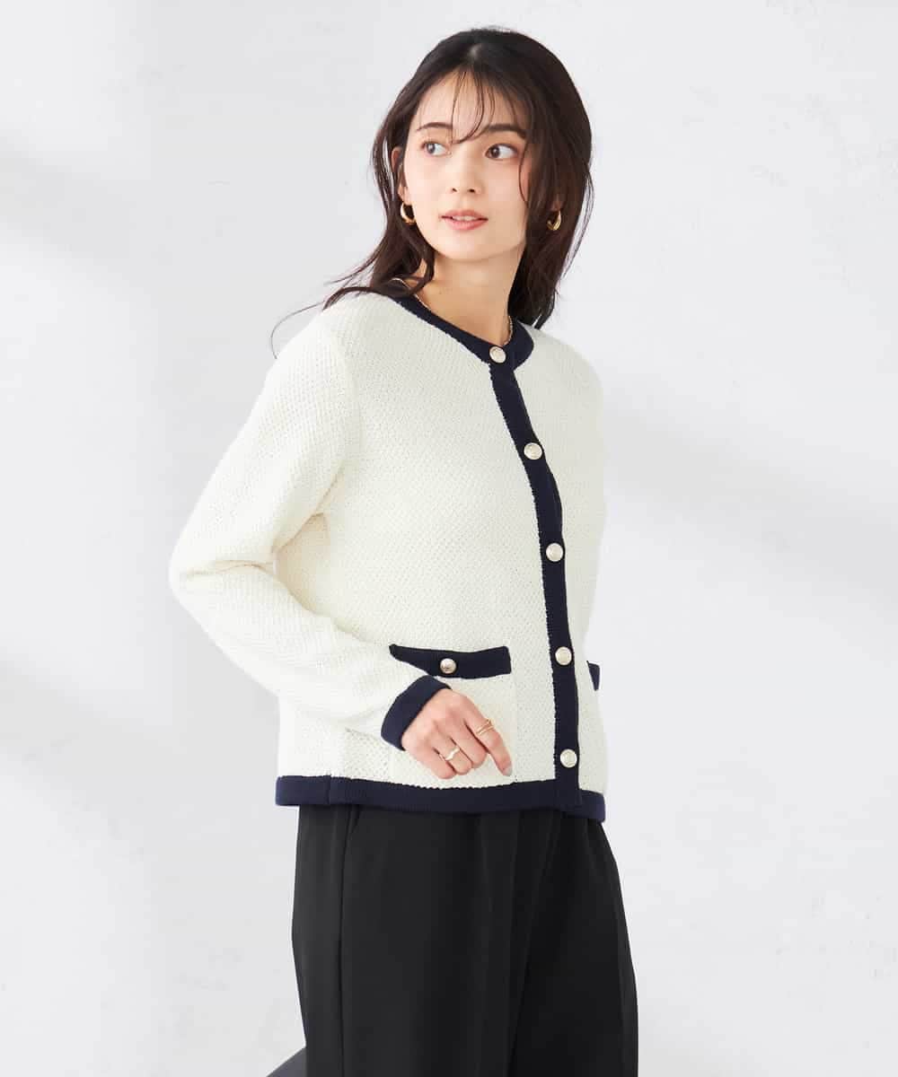 K2CED01069 a.v.v(アー・ヴェ・ヴェ) メタルボタンカノコニットジャケット ライトイエロー