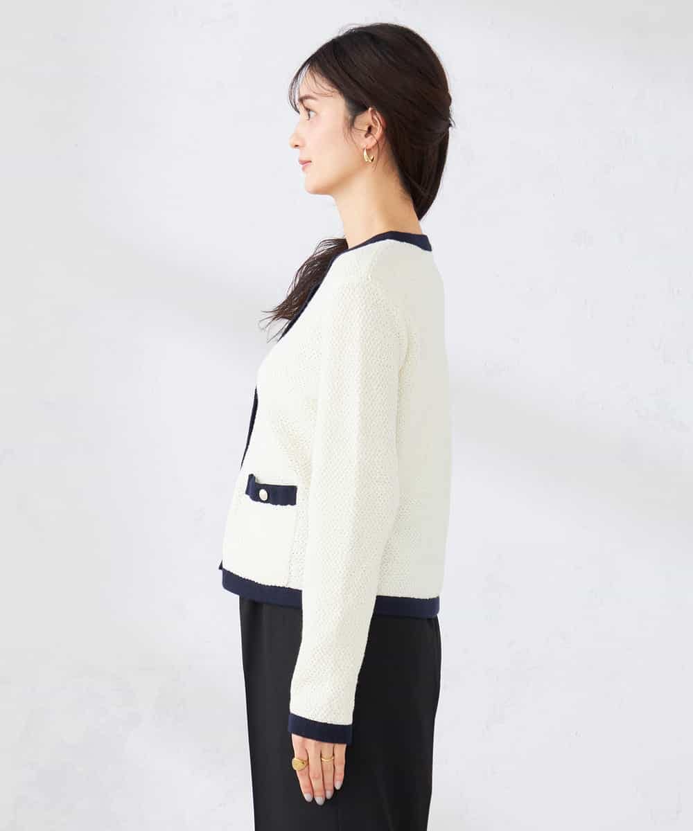 K2CED01069 a.v.v(アー・ヴェ・ヴェ) メタルボタンカノコニットジャケット ライトイエロー